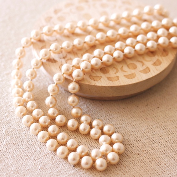 Vintage Jewelry - Vintage Costume Pearls Hand Knotted Long Strand